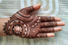 the hand is decorated with henna designs