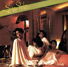 the cover art for sister sledge's we are family album, featuring four women in white dresses