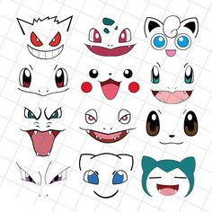 an assortment of cartoon faces with different expressions and shapes to make them look like they are smiling