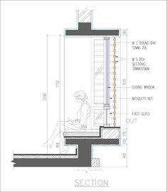 an architectural drawing shows the steps and railings