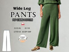 the wide leg pants sewing pattern is easy to sew and can be worn in any style