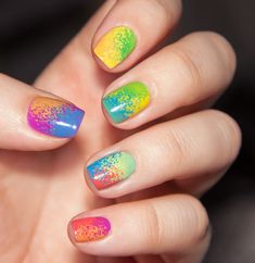 inspiration Holi Nail Art Design, Holi Nails Art, Chasing Shadows, Colourful Nails, Plain Nails, Summer Nail Art, Dot Nail Art, Airbrush Nails, Silver Nail