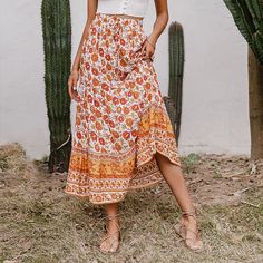 Pure Color Casual Stretch High Waist Skirt - GIGI & POPO - Women - Red / M Hippie Skirts, Bohemian Skirt, Perfect Summer Outfit, Bohemian Print, Ethnic Print, Boho Maxi, Hip Dress, Faux Leather Skirt, Boho Look