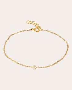 Gold Dainty Diamond Jewelry With Flower Charm, Delicate Diamond Gold Bracelet For Everyday, Delicate Everyday Gold Bracelet With Diamonds, Delicate Everyday Yellow Gold Diamond Bracelet, Delicate Bracelet With Single Diamond, Delicate Yellow Gold Diamond Bracelet With Chain, Delicate Yellow Gold Diamond Bracelet With Delicate Chain, Dainty Yellow Gold Bracelet With Flower Charm, Dainty 14k Gold Diamond Bracelet With Si Clarity