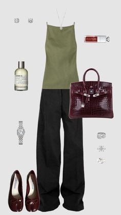 #casual #officesiren #green #darkred #birkin #birkinmom #tabi #maisonmargiela #whitegold #diamonds #cartier #dior #silver #lelabo #outfitinspo Tabbies Shoes Outfit, Tabi Outfit, Minimal Fits, Girly Wardrobe, Aquarius Energy, 2024 Lookbook, Girly Fits, Weekend Outfit, Cute Everyday Outfits