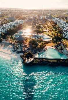 an aerial view of the resort and surrounding beach area in zanza island, tanzania