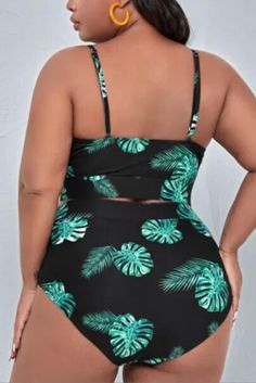 Look and feel your best poolside with this stunning Plus Size Green Leaf Print Mesh Insert Padded Tankini Set. Show off your summer style with the lush green leaves and mesh insert details, while the padded chest offers comfortable support. Make a splash! Pattern Type Plants , Patchwork Style High waist Chest Pad Removable Padding Fabric Slight Stretch Material Blended fabrics , Mesh Fabric Type Polyester , Spandex Curvy Swimsuit, Green Leaf Print, Tankini Set, Hair Accessories Jewelry, Plus Size Swimwear, Green Leaf, Lush Green, Leaf Print, Chest Pad