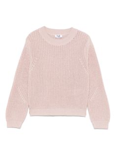 light pink organic cotton ribbed knit crew neck long sleeves straight hem Dress With Jean Jacket, Italian Luxury Brands, Girls Jumpers, Baby Boy Accessories, Dolce And Gabbana Kids, Cotton Jumper, Kenzo Kids, Organic Materials, Ribbed Knit Sweater