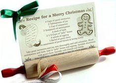 a recipe for a merry christmas on a rolling pin