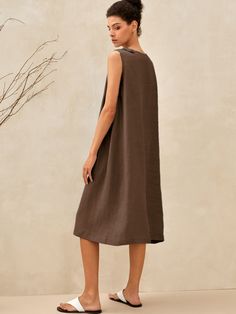 Sienna Linen Lightweight Sleeveless Dress Sleeveless Dress