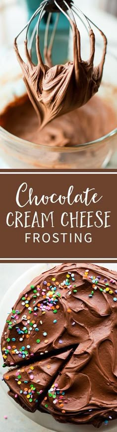 chocolate cream cheese frosting in a glass bowl