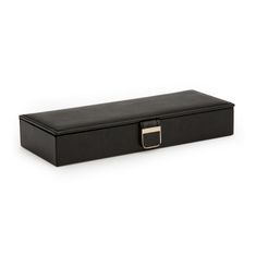 an empty black box with a handle on the top and two compartments for storing items