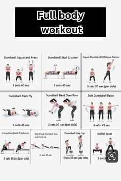 the full body workout poster shows how to do an exercise with dumbbells and push ups