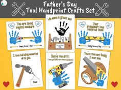 father's day tool handprint crafts set with free printables for kids