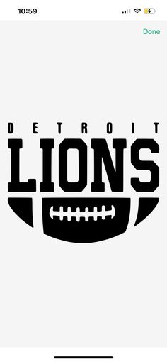 the detroit lions logo is shown in black and white, with an image of a football ball