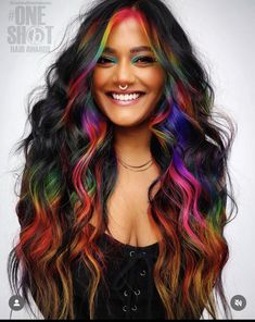 Oil Slick Hair Color, Neon Hair Color, Hair Color Placement, Oil Slick Hair, Amber Hair, Vivid Hair Color, Bold Hair Color, Rainbow Hair Color, Creative Hair Color