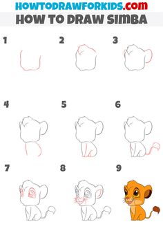 how to draw simba from the lion king step by step instructions for children and adults