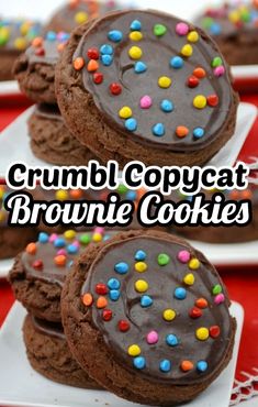 chocolate crumbl copycat brownie cookies with sprinkles on top