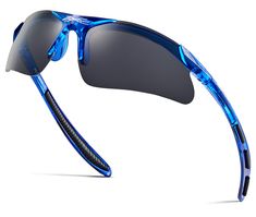 a pair of blue sunglasses on a white background