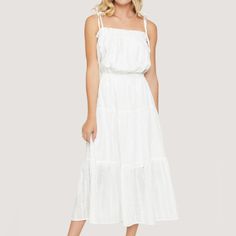 Sweet, Beautiful And Effortless, The Everlasting Love Maxi Dress Will Be Your Go-To Maxi This Season! This Dress Features A White Floral Eyelet, Tie-Up Shoulder Straps, A Squared Neckline And An Elastic Waist. 100% Cotton Fully Lined Hand Wash Or Gentle Cycle Line Dry New With Tags, Worn For Photo Shoot Size: Xs July Outfits, Squared Neckline, Eyelet Embroidery, Cotton Sundress, Embroidery Flowers Pattern, 4th Of July Outfits, Flowy Maxi Dress, Dress The Population, White Eyelet