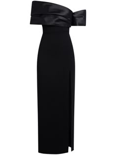 Solace London Alexis off-shoulder Gown - Farfetch Solace London, Off Shoulder Gown, Look Formal, Gown Black, London Outfit, Blouse Outfit, Looks Vintage, Long Length, Black Satin