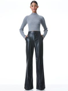 Proof that comfy and cool can co-exist, these wide-leg trousers make a statement, while keeping things totally polished. alice + olivia Dylan Vegan Leather Wide Leg Pant Boss Day, Jumpsuit And Blazer, Alice And Olivia, Wide Leg Pant, Leather Trousers, Alice Olivia, Wide Leg Trousers, Wide Leg Jeans, Bell Bottoms