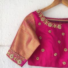 Lavender, The Boutique on Instagram: “An exquisitely embroidered pink and gold blouse perfect for your silk saree. Visit Lavender, The Boutique to get your custom-made blouse…” Wedding Saree Blouse Designs, Maggam Works, Cutwork Blouse Designs, Sari Blouse Designs, Wedding Blouse Designs, Kids Frocks Design, Blouse Designs Indian, Simple Blouse Designs, Blouse Designs Silk