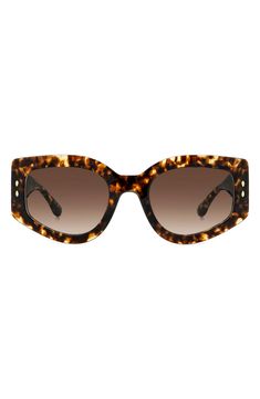 A sleek cat-eye silhouette adds a glamorous vibe to these sunglasses framed in lightweight acetate with smoky lenses. 54mm lens width; 23mm bridge width; 145mm temple length 100% UV protection Acetate Imported Brown Acetate Cat Eye Sunglasses With Polarized Lenses, Brown Cat Eye Shield Sunglasses With Gradient Lenses, Chic Tortoiseshell Cat Eye Sunglasses With Mirrored Lenses, Designer Brown Cat Eye Sunglasses With Tinted Lenses, Luxury Tortoiseshell Cat Eye Sunglasses With Gradient Lenses, Trendy Brown Acetate Cat Eye Sunglasses, Designer Brown Cat Eye Sunglasses With Uv Protection, Chic Brown Shield Sunglasses With Gradient Lenses, Designer Brown Cat Eye Sunglasses