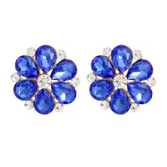 Stud Royal Blue Flower Small Stone Earrings Women Royal Blue Flowers, Royal Blue And Gold, Womens Earrings Studs, Small Earrings Studs, Earrings Women, Fashion Jewelry Earrings, Boutique Accessories, Crystal Flower, Flower Studs