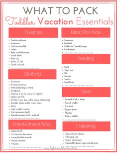 what to pack for a toddler's vacation essentials checklist with text overlay