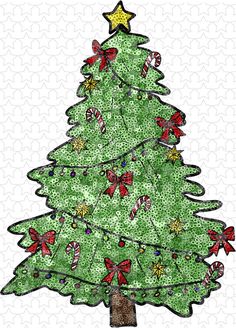 a drawing of a christmas tree with presents on it's bottom and stars on the top