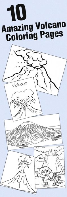 an image of volcano coloring pages with the title'10 amazing volcano coloring pages '