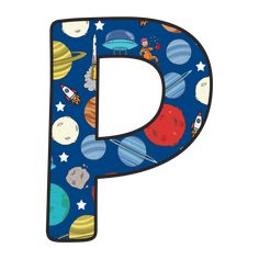 the letter p is made up of space and planets