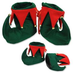 Club Pack of 12 Pairs Red and Green Elf Boots with Jingle Bells - Adult Sized Christmas Elf Slippers, Elf Boots Pattern, Diy Elf Shoes Covers, How To Make Elf Shoes, Elf Shoes Pattern Printable, Diy Christmas Shoes, Elf Shoes Pattern, Diy Elf Shoes, Diy Christmas Elves