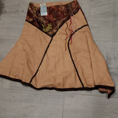 In Perfect Condition Measure In Photo Casual Brown Asymmetrical Skirt, Fitted Brown Cotton Skirt, Fitted Bohemian Brown Mini Skirt, Bohemian Brown Mini Skirt For Spring, Brown Fitted Wrap Skirt For Summer, Fitted Brown Wrap Skirt For Summer, Cream Skirt, Tulle Midi Skirt, Overlay Skirt