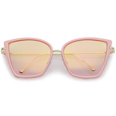 Women's Oversize Cat Eye Sunglasses With Slim Arms Colored Mirror Lens 56mm  #sunglasses #sunglass #frame #cateye #womens #mirrored #oversized #bold #summer #purple Colored Mirror, Metal Hinges, English Style, Metal Trim, Oversized Sunglasses, Gold Mirror, Retro Chic, Trim Detail, True Vintage