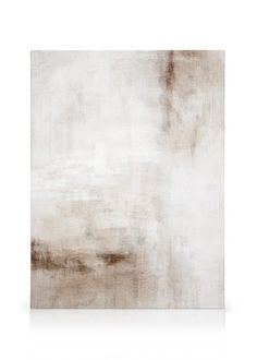 an abstract painting with white and brown colors on the wall, in front of a white background