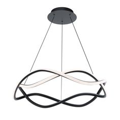 a black and white chandelier with two lights hanging from it's sides