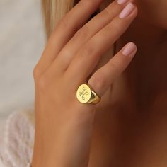 We creating this signet initial ring you see using 925 sterling silver and 14k gold. It is the perfect accessory that will suit your shine or make it feel special. It will be a unique gift that will add meaning to your precious days such as graduations, birthdays, mother's days, wedding events. Gold Initial Signet Ring,Personalized Monogram Ring,Engraved Signet Ring,Custom Initial Ring,Mothers Day Gift,Letter Ring ABOUT PRODUCTS; Handmade with 14k Gold,925 Solid Sterling Silver We have color opt Add Meaning, Engraved Signet Ring, Gift Letter, Gold Jewelry Stores, Letter Ring, Monogram Ring, Letter Gifts, Gold Signet Ring, Initial Ring