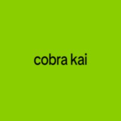 the words cobra kai on a green background