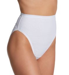 High rise panty lets you experience all-day comfort with its breathable combed cotton knit and high cut legs! Made with 100% cotton. Elastic waistband has embossed "Shadowline" that repeats to back. High cut legs enhance your movement. Picot trim highlights waist and leg openings. Combed cotton is soft to the touch and breathable for comfort. Inner side has fabric/care info tag. High rise. Seamless rear. Full rear coverage. Cotton crotch liner. Shadowline Women's Cotton Hi-Cut Panty in White (17 Fitted Cotton Bottoms With Moderate Coverage, Cotton Briefs With Hygienic Liner, Classic Cotton Brief Bottoms, White Bottoms With Elastic Waistband And High-cut Leg, Basic Solid Bottoms For Daywear, Cotton Briefs With Wide Waistband, Comfortable Cotton Bottoms For Daywear, Cotton High-cut Leg Bottoms For Daywear, Solid Color Brief Bottoms For Daywear