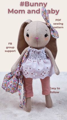 Sew a Bunny Mom & Baby Doll Set with Full Wardrobe
Craft bunny dolls with removable clothes, including dresses, leggings, and a sling carrier. Perfect for kids’ playtime and imaginative fun! Diy Bunny, Baby Doll Set, Sling Carrier, Turban Hat, Diy Doll, Doll Patterns, Baby Soft