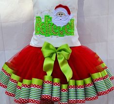 Christmas tutu outfit Christmas tutu and shirt red/green tutu Santa utu Green Christmas Party Tutu Dress, Christmas Holiday Tutu Dress With Ruffles, Cute Christmas Tutu Dress With Ruffles, Cute Christmas Tutu Dress For Festive Occasions, Christmas Festive Tutu Dress With Ruffles, Christmas Tutu Dress With Ruffles, Christmas Festive Ruffled Tutu Dress, Christmas Ruffled Tutu Dress, Cute Fitted Christmas Tutu Dress