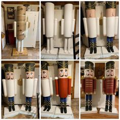 several images of wooden nutcrackers made to look like soldiers