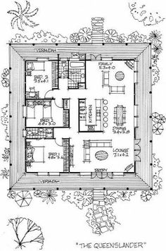 the floor plan for a small house with an attached kitchen and living room, as well as