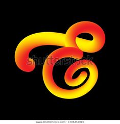 an orange and yellow omen symbol on a black background stock photo edit to be used for