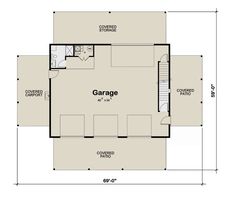 the garage floor plan is shown with stairs and an open living area on one side