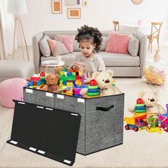 Color:Black \nFoldable:Yes \n Large Toy Box, Toy Box Storage, Toy Bin Organizer, Toddler Nursery, Toy Bin, Playroom Storage, Toy Bins, Toy Storage Boxes, Nursery Playroom