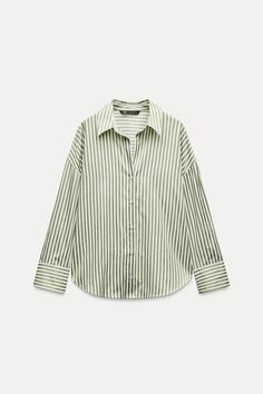 BASIC POPLIN SHIRT - Green | ZARA United States Waistcoat Dress, Poplin Top, Zara Shirt, Cardigan Sweater Dress, Cardigan Sweater Jacket, Anorak Jacket, Poplin Shirt, T Shirt Vest, Skorts