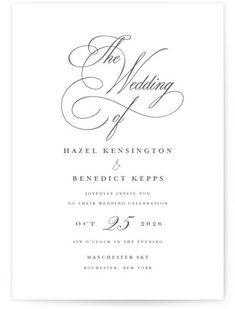 an elegant wedding card with the wording on it